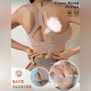Women’s Seamless Push-Up Sport Bra Back Cross Underwear Yoga Wireless Hockproof